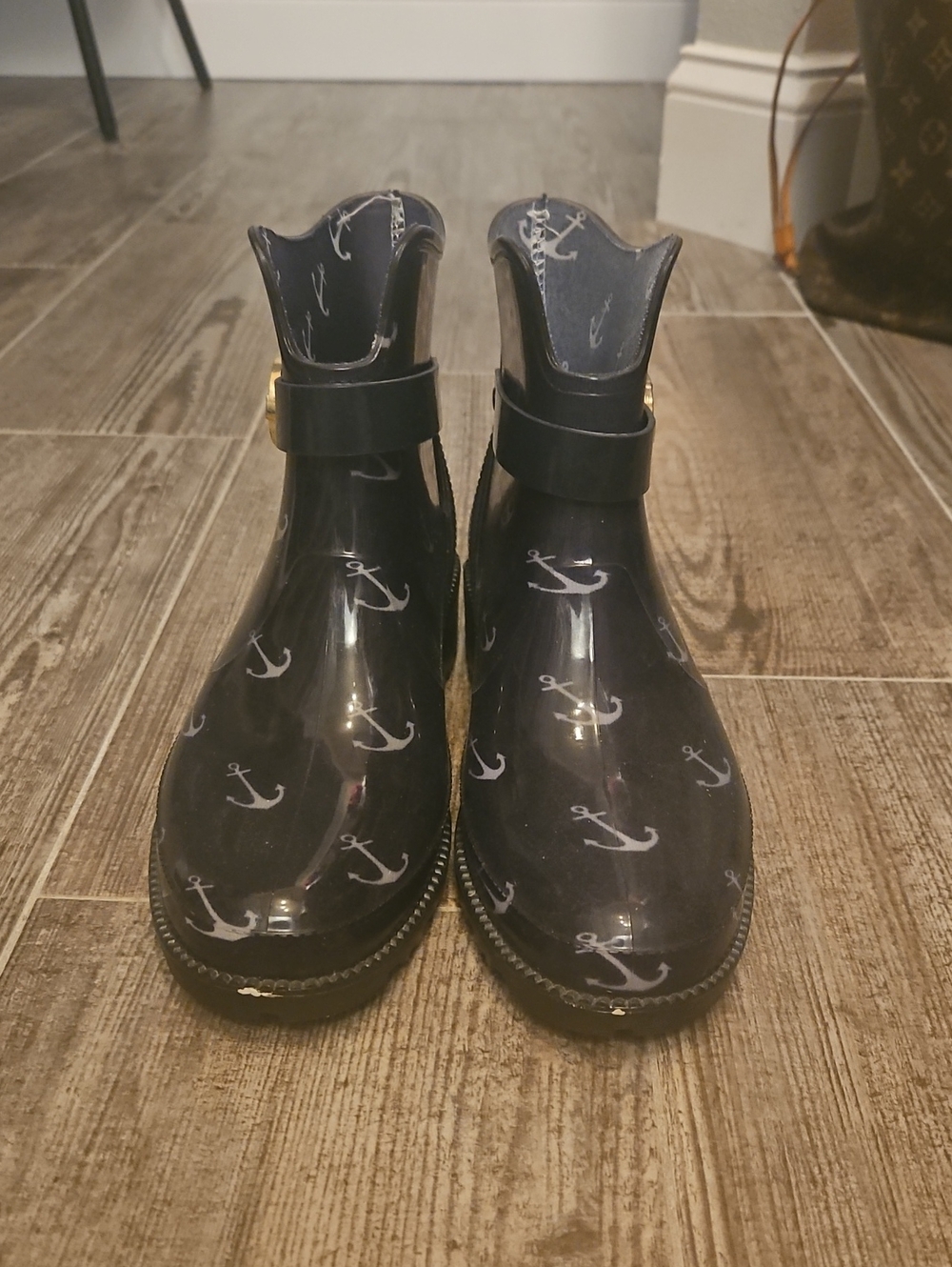 Women’s Navy Anchor Rain Ankle Boots